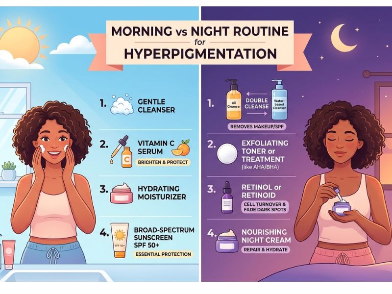 Morning vs Night Routine for Hyperpigmentation