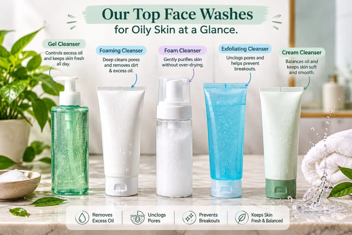 Five face cleansers compared for oily skin