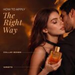 Honey Oud perfume application guide highlighting collarbones and wrists