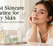Best skincare routine for oily skin featuring cleanser, lightweight serum, moisturizer and sunscreen.